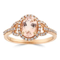 Cirari Couture Jewels Morganite and Diamond Halo Ring in 14K Rose Gold