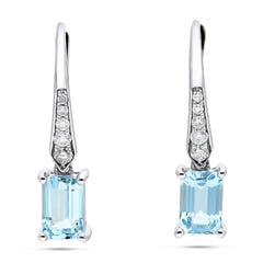 Cirari Couture Aquamarine and Diamond Lever Back Earrings in 14K