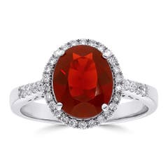 Fire Opal and Diamond Ring in 14K