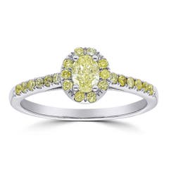 Yellow Diamond Ring in 14K White Gold