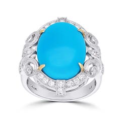 Cut by Ben Sleeping Beauty Turquoise and Diamond Ring in 14K