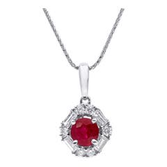 Ruby and Diamond Pendant in 18K White Gold