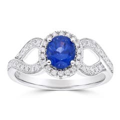GEM BLEU Sapphire and Diamond Ring in 14K White Gold