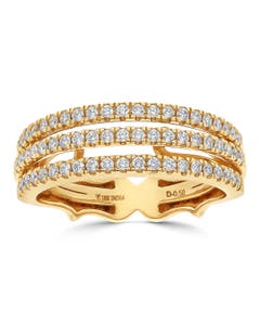 Chromia D Flawless Diamond Triple Row Ring in 18K Yellow Gold
