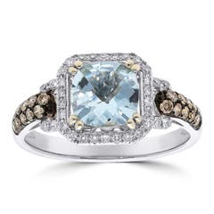 EFFY Aquamarine and Diamond Ring in 14K