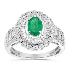 Effy Emerald and Diamond Ring in 14K