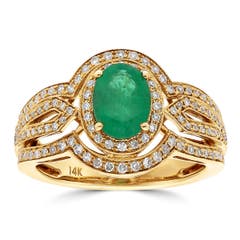 EFFY Emerald and Diamond Ring in 14K