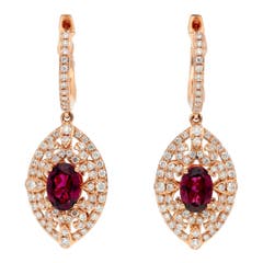 EFFY Rhodolite Garnet and Diamond Earrings in 14K Rose Gold