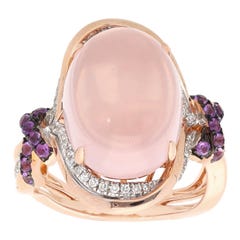 Effy Rose Quartz and Amethyst|Diamond Ring in 14K