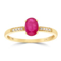 LALI JEWELS Ruby and Diamond Ring in 14K Yellow Gold
