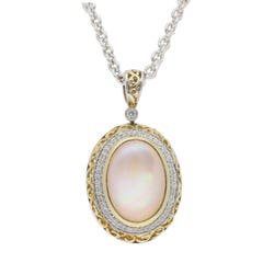Charles Krypell Mother Of Pearl and Diamond Necklace in STERLING SILVER|18K