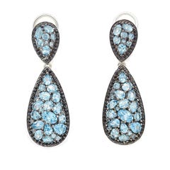 Charles Krypell Topaz and Sapphire Dangle Earrings in STERLING SILVER|14K