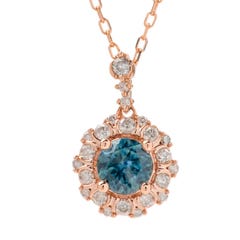 Montana Sapphire and Diamond Pendant in 14K Rose Gold