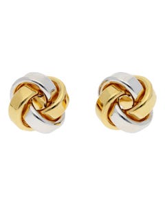 Love Knot Stud Earrings In 14K 2 Tone Gold