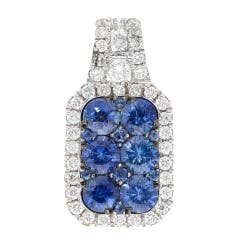 Sapphire and Diamond Pendant in 18K White Gold