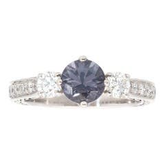 Gray Spinel and Diamond Ring in 18K White Gold