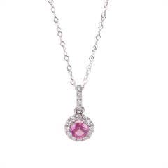 Spinel and Diamond Pendant in 14K
