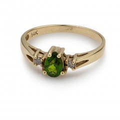 Chrome Diopside and Diamond Ring in 14K