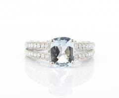 Aquamarine and Diamond Ring in 14K