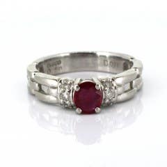 Ruby and Diamond Ring in 900 Platinum