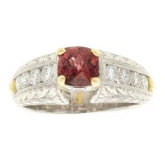 Tourmaline and Diamond Ladies Ring in 900PT and 18K Gold