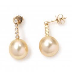 Nosso Collection Cultured South Sea Pearl and Diamond Earrings in 14K