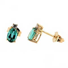 Emerald and Diamond Earrings in 14K YELLOW GOLD