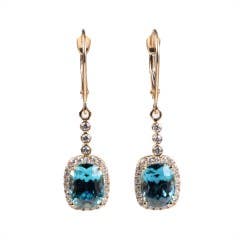 Zircon and Diamond Drop Earrings in 14K Yellow Gold