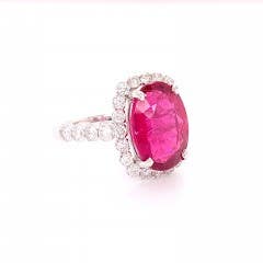 Rubellite Tourmaline and Diamond Ring in 14K WHITE GOLD