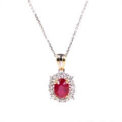Ruby and Diamond Pendant in 18K 2TG
