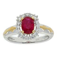 Ruby and Diamond Ring in 18K 2 Tone Gold