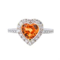 Mandarin Garnet and Diamond Ring in 18K