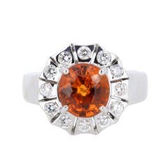 Mandarin Garnet and Diamond Ring in 14K