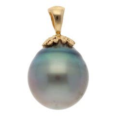 Cut by Ben Tahitian Cultured Pearl Pendant in 14K Yellow Gold