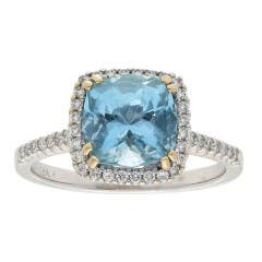 Aquamarine and Diamond Ring in 18K