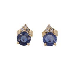 Sapphire and Diamond Stud Earrings in 14K Yellow Gold
