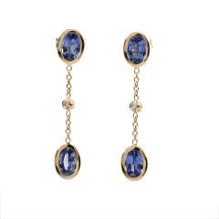 Sapphire and Diamond Earrings in 14K