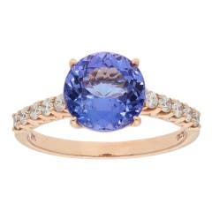 Cut by Ben Solitaire Tanzanite and Diamond Accent Ring in 14K Rose Gold