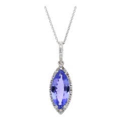 Cut by Ben Tanzanite and Diamond Pendant in 18K White Gold