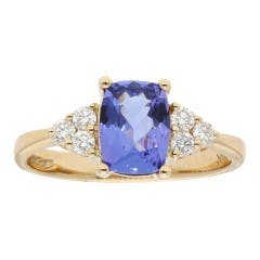 Cut by Ben Tanzanite and Diamond Accent Ring in 14K Yellow Gold
