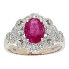 Ruby and Diamond Ring in 14K WHITE GOLD