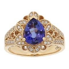 Cut by Ben Pear Tanzanite and Diamond Ring in 14K Yellow Gold