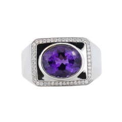 Amethyst and Diamond Ring in 14K