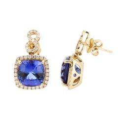 GEM BLEU Tanzanite and Diamond Earrings in 14K