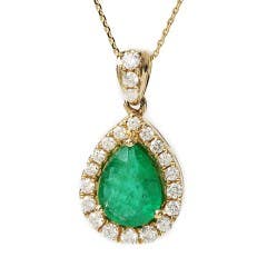 Emerald and Diamond Pendant in 14K