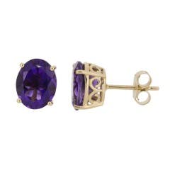 Chromia Collection African Amethyst Stud Earrings in 18K