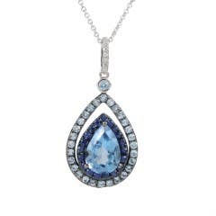 EFFY Topaz|Sapphire and Diamond Pendant in 14K