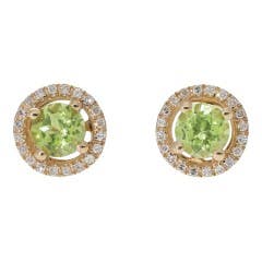 LALI JEWELS Peridot and Diamond Stud Earrings in 14K