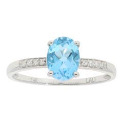 LALI JEWELS Swiss Topaz and Diamond Ring in 14K White Gold