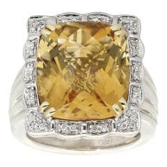 Charles Krypell Citrine and Diamond Ring in STERLING SILVER|14K